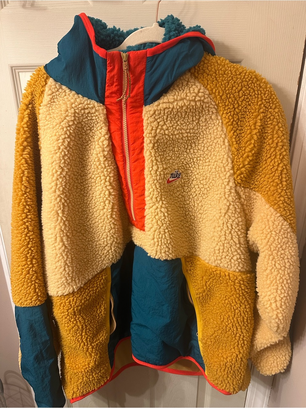Nike Sportswear Sherpa Fleece Colorblock Hooded Jacket XXL Retro 🧸